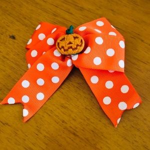 🎃 HALLOWEEN Polka Dot Pumpkin Hair Ribbon Clip 🎃